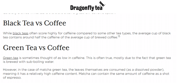 Coffee vs. tea website example for qualified users